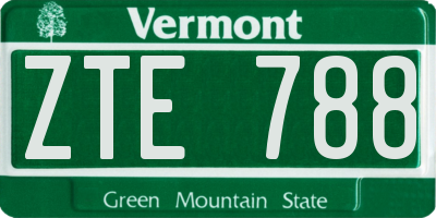 VT license plate ZTE788