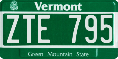VT license plate ZTE795