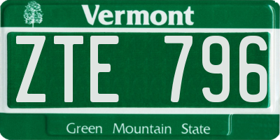 VT license plate ZTE796