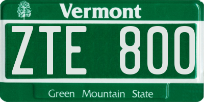 VT license plate ZTE800