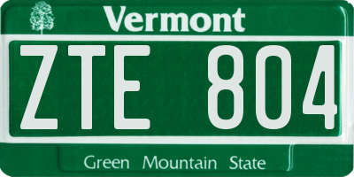 VT license plate ZTE804