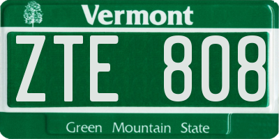 VT license plate ZTE808