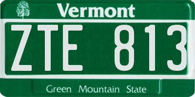 VT license plate ZTE813