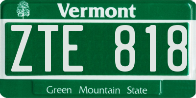VT license plate ZTE818