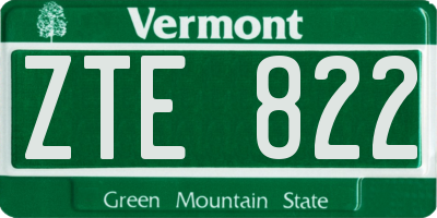 VT license plate ZTE822
