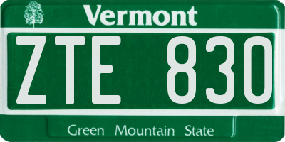 VT license plate ZTE830