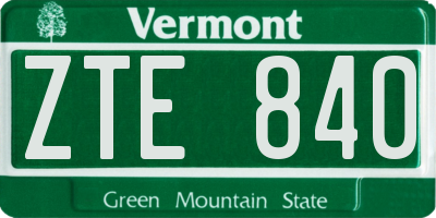 VT license plate ZTE840