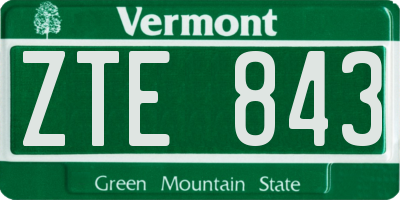 VT license plate ZTE843