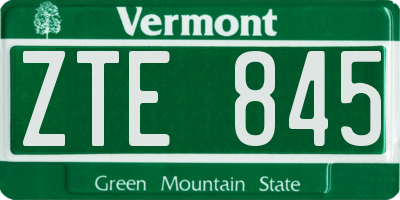 VT license plate ZTE845