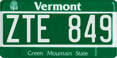 VT license plate ZTE849