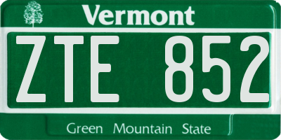 VT license plate ZTE852