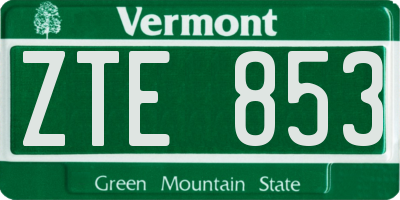 VT license plate ZTE853