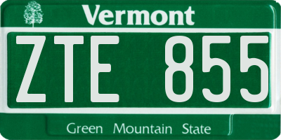 VT license plate ZTE855