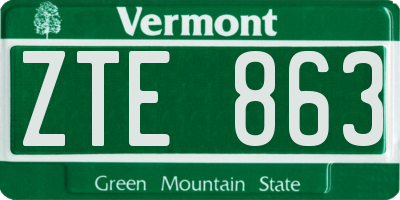 VT license plate ZTE863