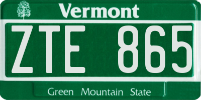 VT license plate ZTE865