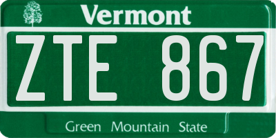 VT license plate ZTE867
