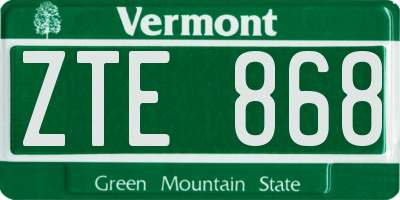 VT license plate ZTE868