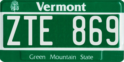 VT license plate ZTE869