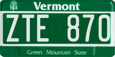 VT license plate ZTE870
