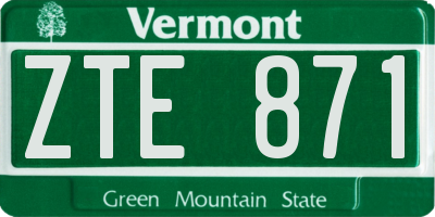 VT license plate ZTE871