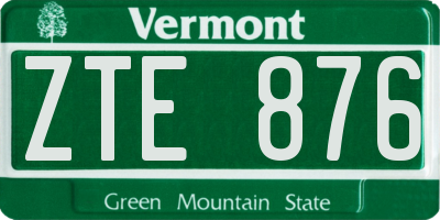 VT license plate ZTE876
