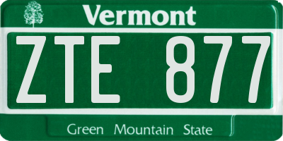 VT license plate ZTE877