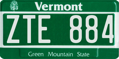 VT license plate ZTE884