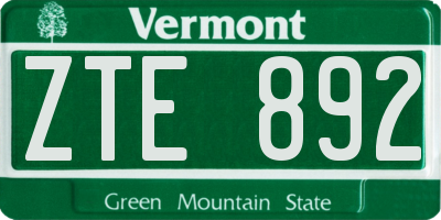 VT license plate ZTE892