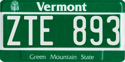 VT license plate ZTE893