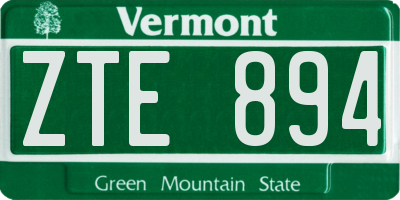 VT license plate ZTE894