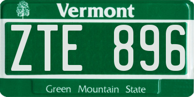 VT license plate ZTE896