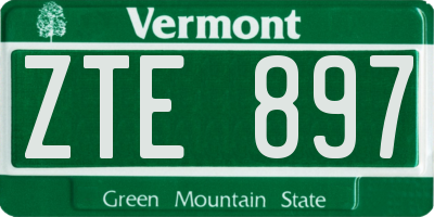 VT license plate ZTE897