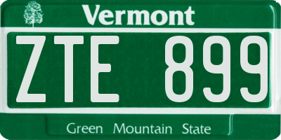 VT license plate ZTE899