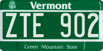 VT license plate ZTE902