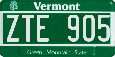 VT license plate ZTE905