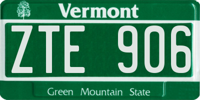 VT license plate ZTE906