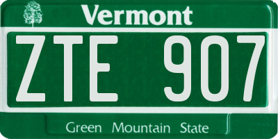 VT license plate ZTE907