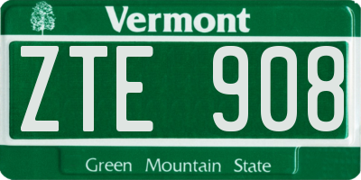 VT license plate ZTE908