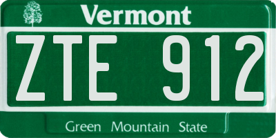 VT license plate ZTE912