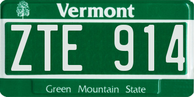 VT license plate ZTE914