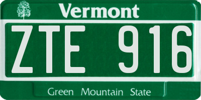 VT license plate ZTE916