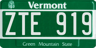 VT license plate ZTE919