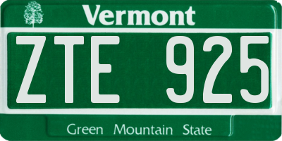 VT license plate ZTE925