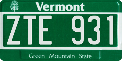 VT license plate ZTE931
