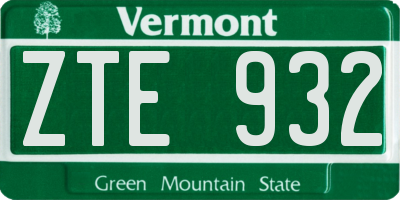 VT license plate ZTE932