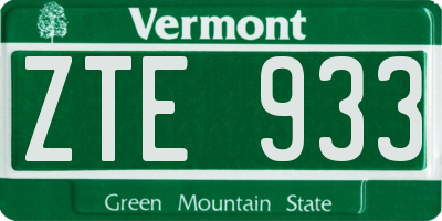 VT license plate ZTE933