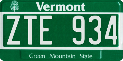 VT license plate ZTE934