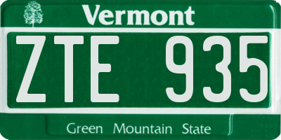 VT license plate ZTE935