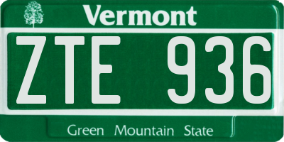 VT license plate ZTE936