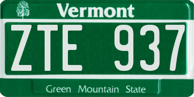 VT license plate ZTE937